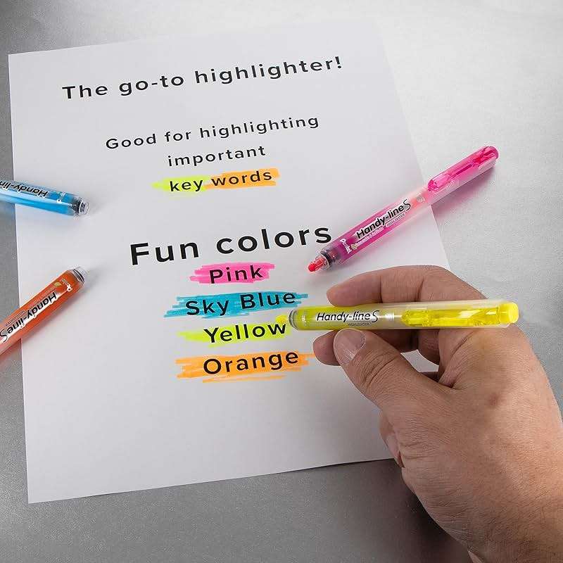 Pentel Handy-Line S Retractable Highlighter, Chisel Tip, Yellow Ink, 4/Pack (SXS15BP4G) - Image 4