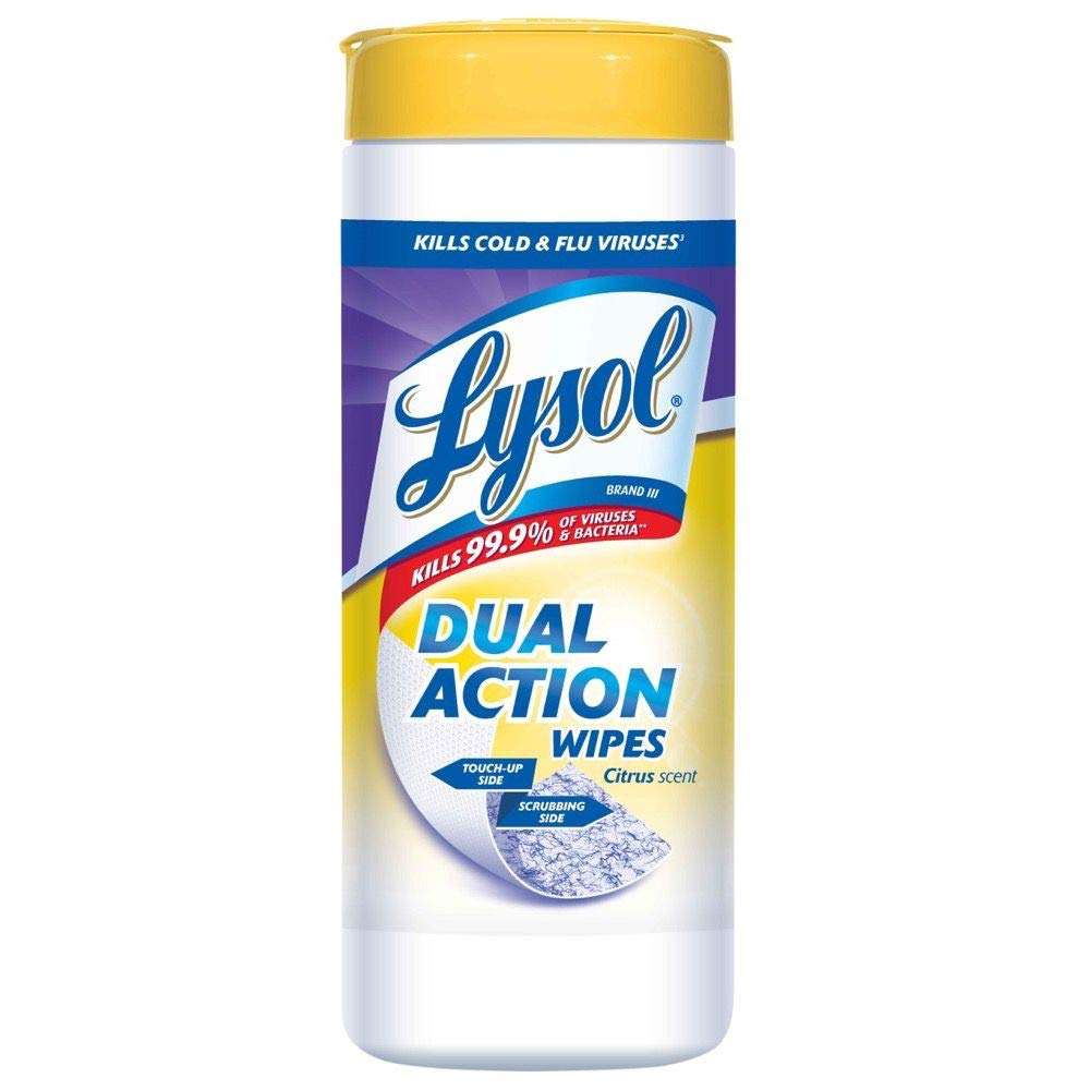 Lysol, Dual Action Complete Clean Disinfecting Wipes, White, 75 Count, Citrus, 450 Count, (Pack of 6) - Image 1