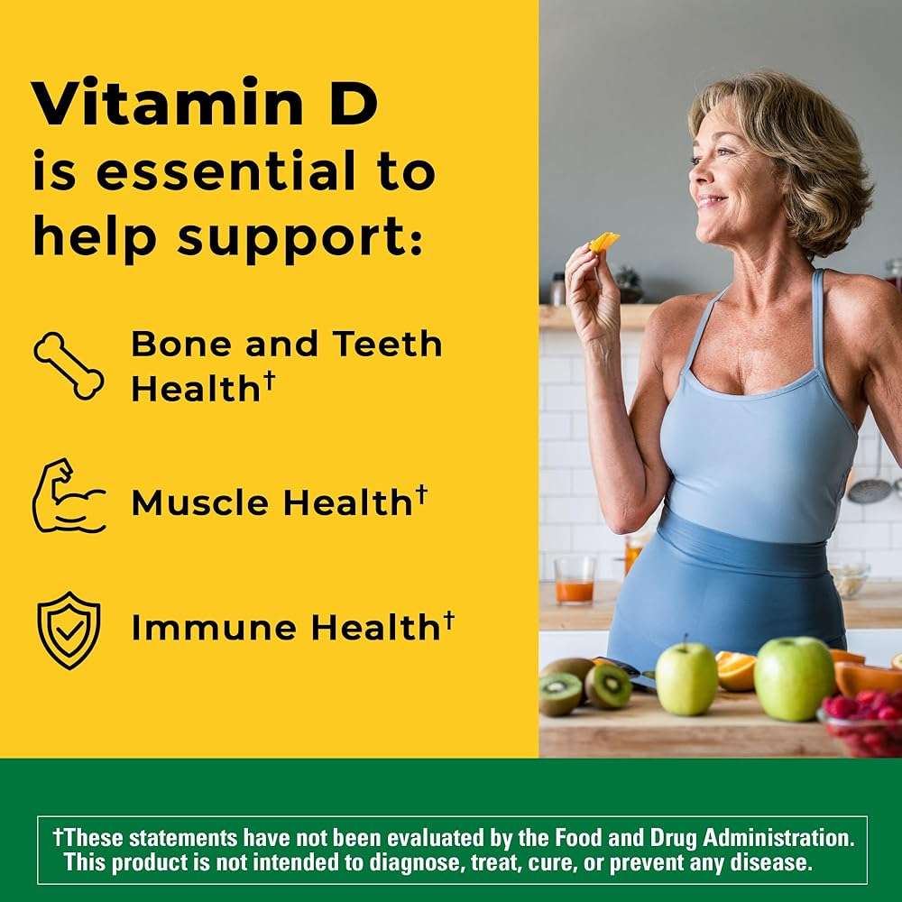 Nature Made Vitamin D3 2000 IU (50 mcg), Vitamin D Supplement for Bone, Teeth, Muscle and Immune Health Support, 90 Softgels, 90 Day Supply - Image 2