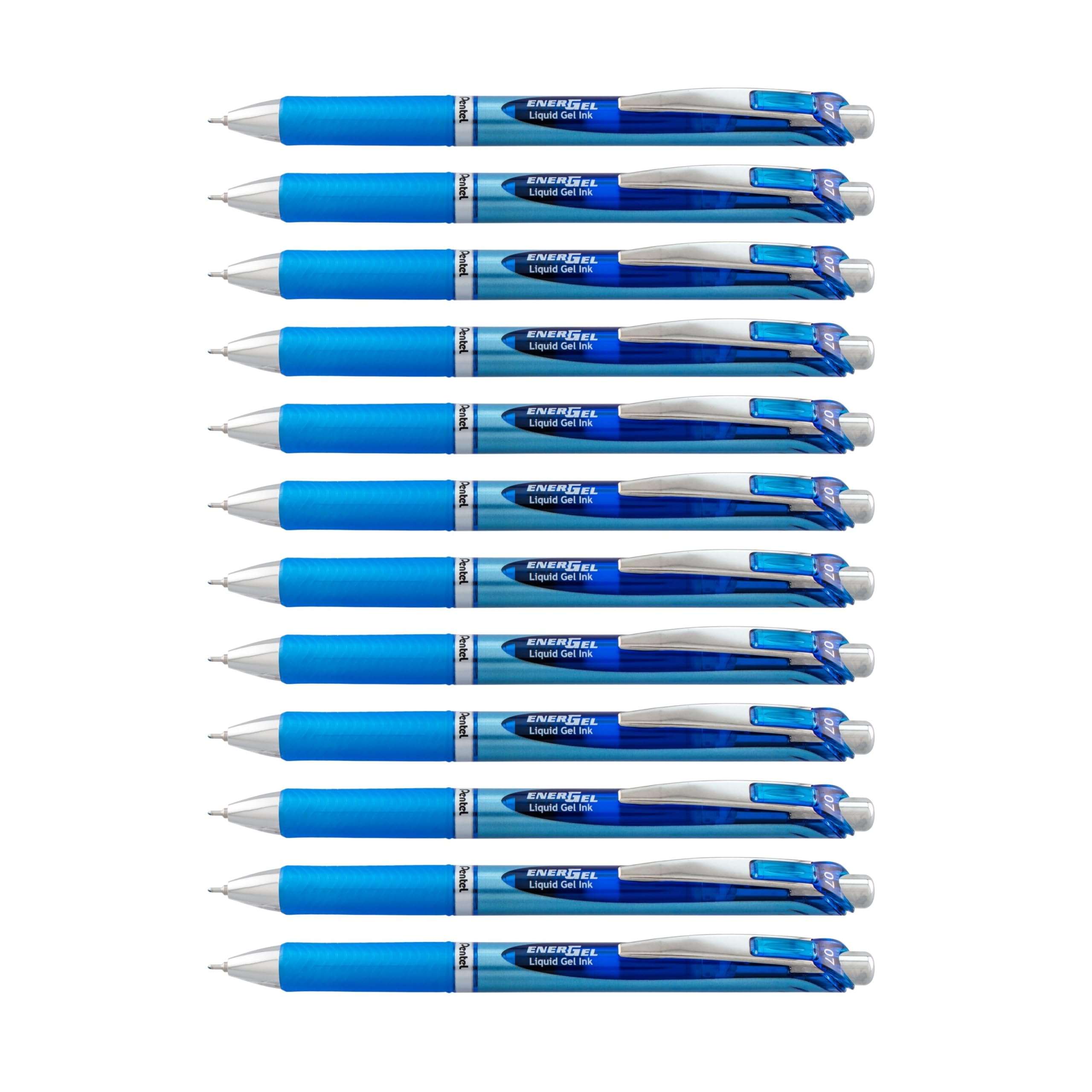 Pentel EnerGel Deluxe RTX Retractable Liquid Gel Pen, Medium Line, Needle Tip, Blue Ink, Box of 12 (BLN77-C), 0.7mm needle - Image 1