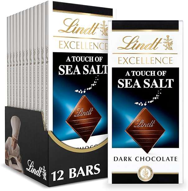 Lindt EXCELLENCE Sea Salt Dark Chocolate Bar, Dark Chocolate Candy with a Touch of Sea Salt, 3.5 oz. Bar (12 Pack) - Image 1