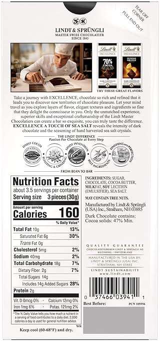 Lindt EXCELLENCE Sea Salt Dark Chocolate Bar, Dark Chocolate Candy with a Touch of Sea Salt, 3.5 oz. Bar (12 Pack) - Image 3
