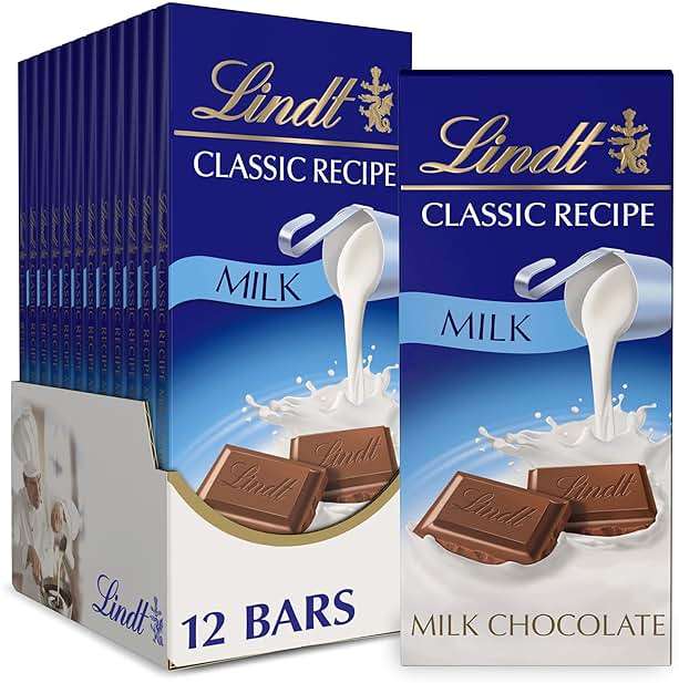 Lindt CLASSIC RECIPE Milk Chocolate Bar, Milk Chocolate Candy, 4.4 oz. (12 Pack) - Image 1