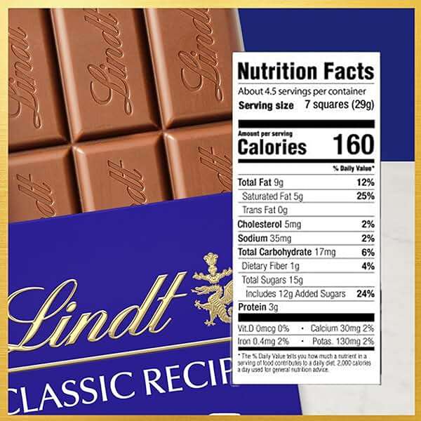 Lindt CLASSIC RECIPE Milk Chocolate Bar, Milk Chocolate Candy, 4.4 oz. (12 Pack) - Image 2
