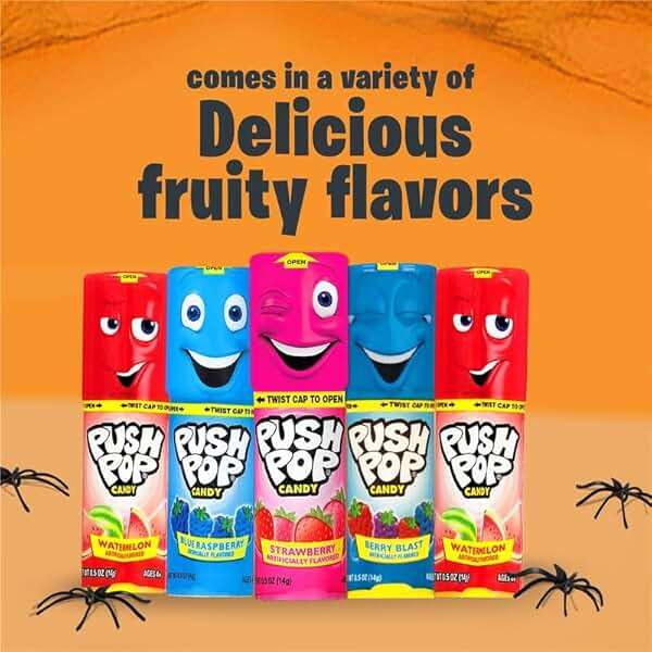 Push Pop Halloween Candy Variety Pack, 24Ct Bulk Individually Wrapped Lollipops for Party Favors in Assorted Flavors, Full Size, Fun Hard Candy For Birthday, Trick or Treat, Halloween Bowls, Gifts - Image 4