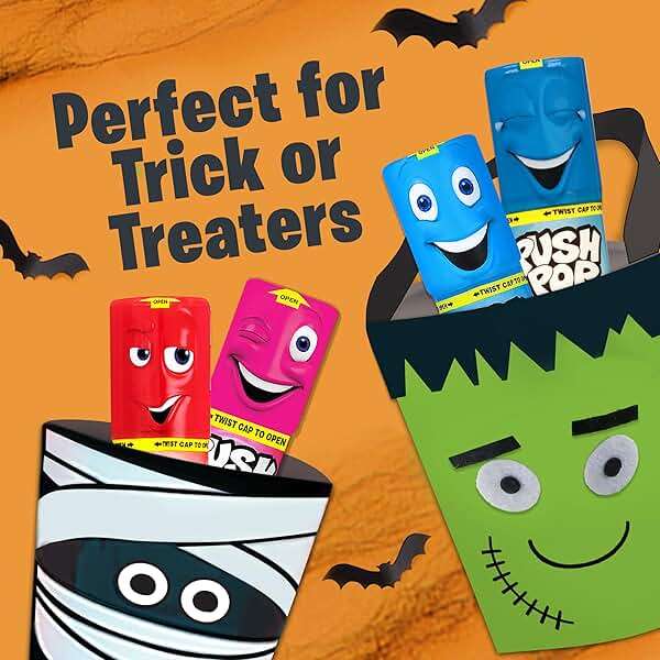 Push Pop Halloween Candy Variety Pack, 24Ct Bulk Individually Wrapped Lollipops for Party Favors in Assorted Flavors, Full Size, Fun Hard Candy For Birthday, Trick or Treat, Halloween Bowls, Gifts - Image 6