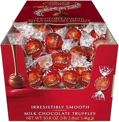 Lindt LINDOR Milk Chocolate Candy Truffles, Milk Chocolate with Smooth, Melting Truffle Center, 50.8 oz., 120 Count - Image 9