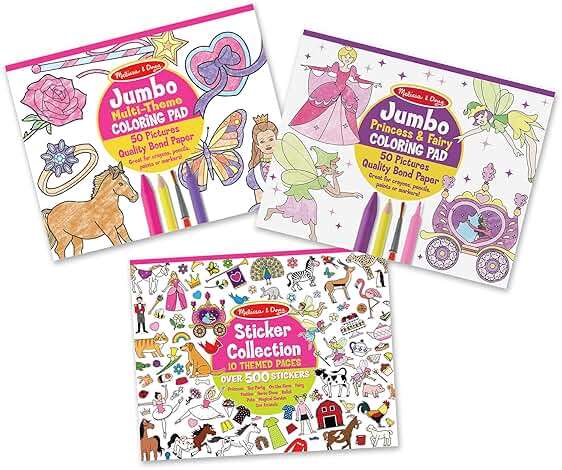 Melissa & Doug Sticker Collection and Coloring Pads Set: Princesses, Fairies, Animals, and More Kids Arts and Crafts, Sticker Books, Coloring Books for Kids Ages 3+ - FSC Certified - Image 3