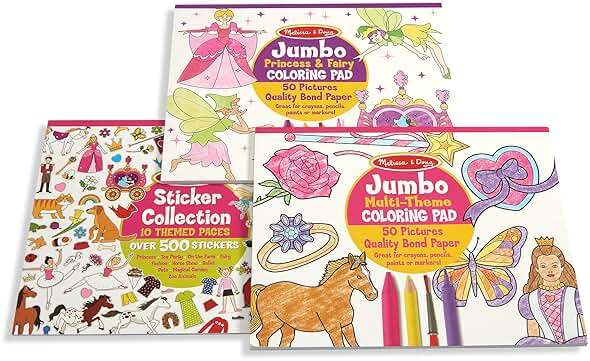 Melissa & Doug Sticker Collection and Coloring Pads Set: Princesses, Fairies, Animals, and More Kids Arts and Crafts, Sticker Books, Coloring Books for Kids Ages 3+ - FSC Certified - Image 6