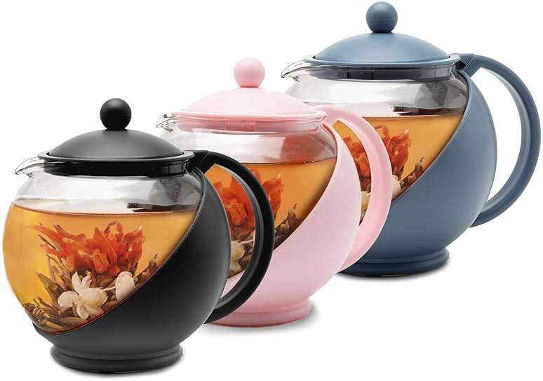 Primula Half Moon Teapot with Removable Infuser, Glass Tea Maker with Reusable Fine Mesh Stainless Steel Filter, Dishwasher Safe, 40-Ounce, Black - Image 9