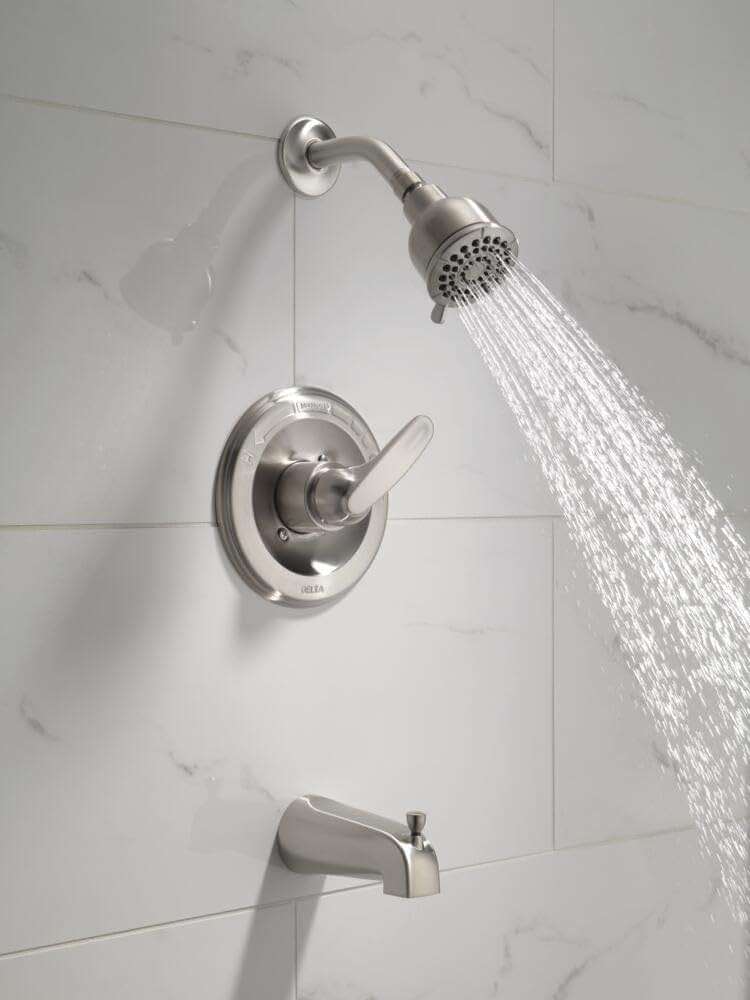 Delta Foundations 13 Series 2-Spray Bathtub and Shower Faucet Set, Brushed Nickel Shower Head and Handle Set, Valve Trim Kit, Stainless BT13410-SS (Valve Not Included) - Image 2