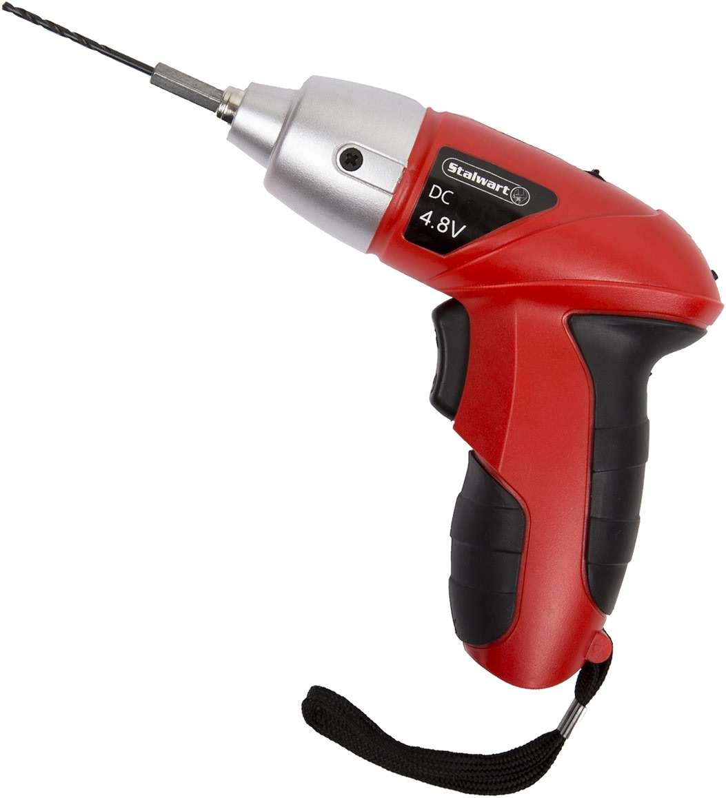 25-Piece Electric Screwdriver Set - Cordless Drill with LED Work Light, Automatic Spindle Lock, and Screw Driver Bits by Stalwart (Red) - Image 2