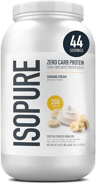 Isopure Zero Carb 100% Pure Whey Isolate Protein Powder, Gluten Free, With Vitamins, Banana Cream, 25g Protein Per Serving, 3 Lbs, 44 Servings (Packaging May Vary) - Image 2