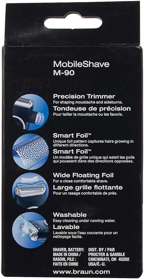 Braun Electric Razor for Men, M90 Mobile Electric Shaver, Precision Trimmer, Washable - Image 3