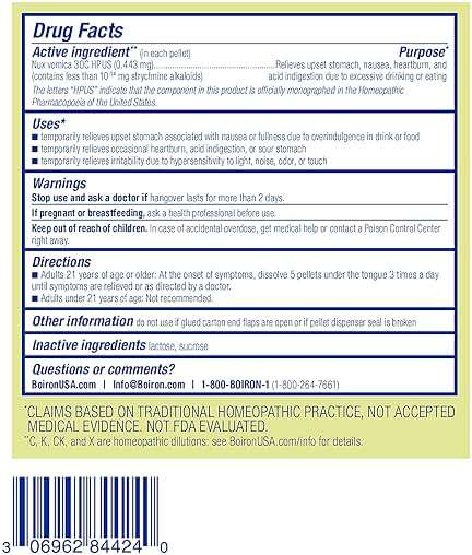Boiron Nux Vomica 30C Homeopathic Medicine for Hangover Relief, Upset Stomach, Nausea, and Overindulgence of Food or Drink - 3 Count (240 Pellets) - Image 6