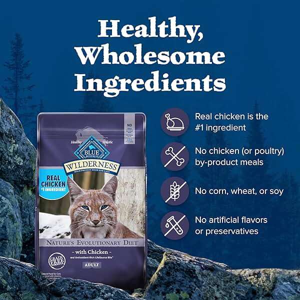 Blue Buffalo Wilderness with Chicken Natural High-Protein Grain-Free Dry Food for Adult Cats, Real Chicken First, Antioxidant-Rich LifeSource Bits Support Immunity, Promotes Strong Muscles, 12 lbs. - Image 7