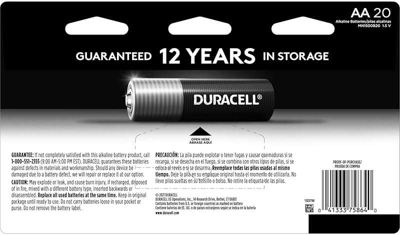 Duracell Coppertop AA Batteries with Power Boost Ingredients, 20 Count (Pack of 1) Double A Battery with Long-lasting Power, Alkaline AA Battery for Household and Office Devices - Image 2