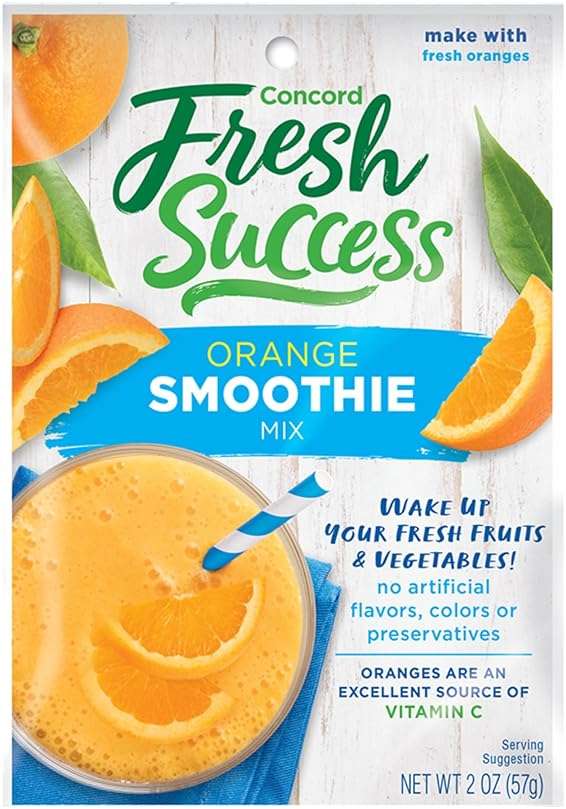 Concord Foods Orange Smoothie Mix - Citrus Flavor with No Artificial Flavors, Colors, or Preservatives - Ideal for Fruit Smoothies - 2 oz Pouch for Healthy Smoothies - Image 1