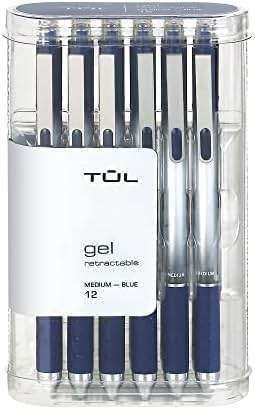 TUL Gel Pens, Retractable, Medium Point, 0.7 mm, Gray Barrel, Blue Ink, Pack Of 12 - Image 3