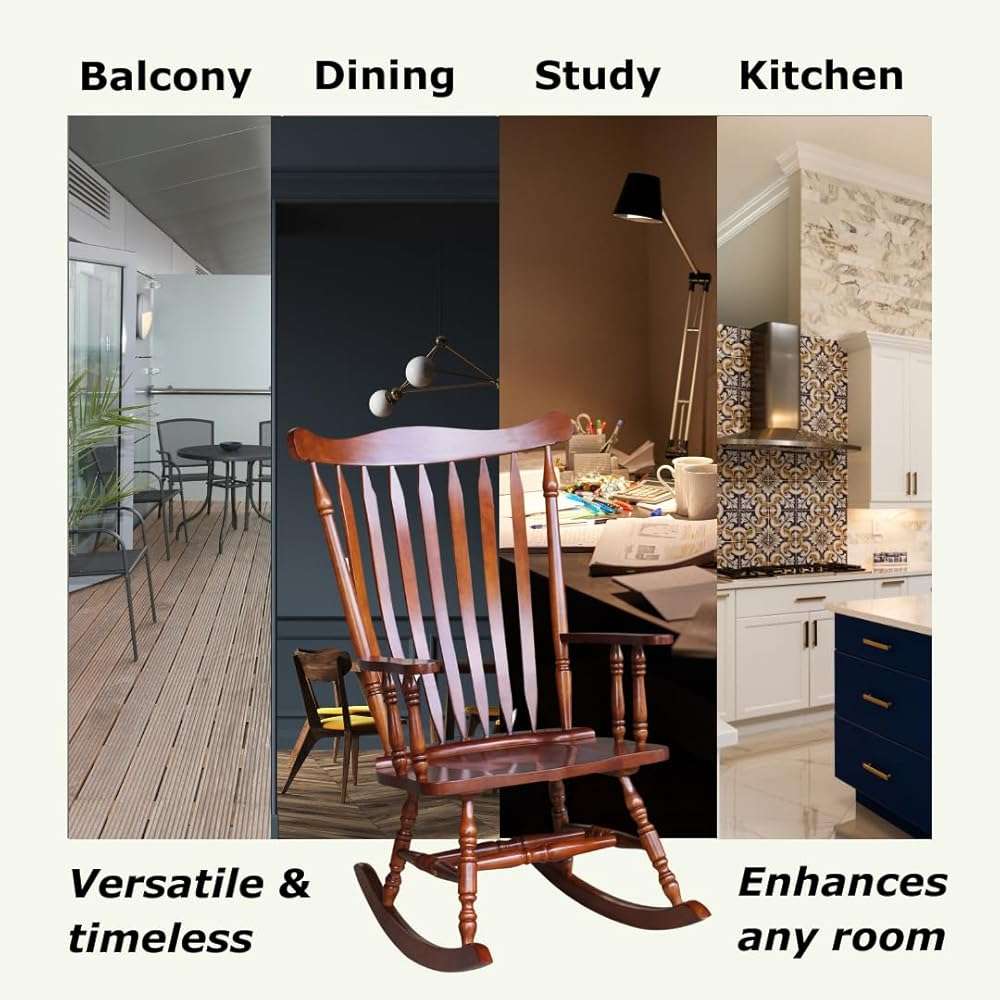 International Concepts Solid Wood Rocking Chair in Soft Cherry - Image 4