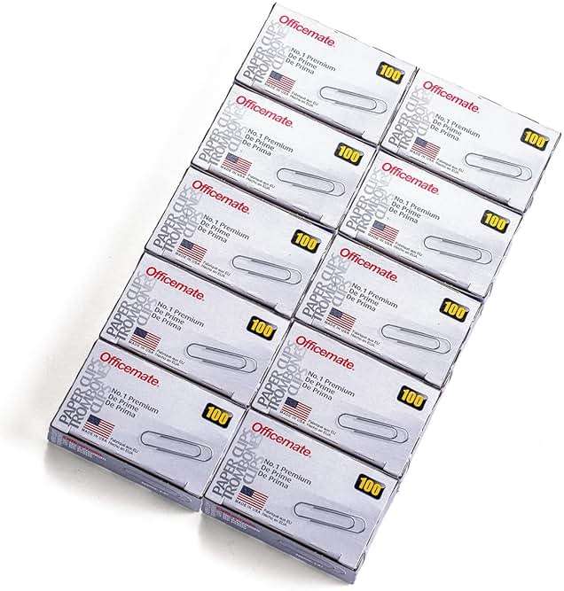 Officemate Premium #1 Paper Clips, 1,000 Paper Clips (10 Boxes of 100 Each) (99916) , Silver - Image 1