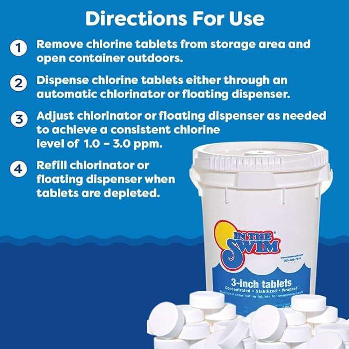 In The Swim 3 Inch Stabilized Chlorine Tablets for Sanitizing Swimming Pools - Individually Wrapped, Slow Dissolving - 90% Available Chlorine - Tri-Chlor - 50 Pounds - Image 6