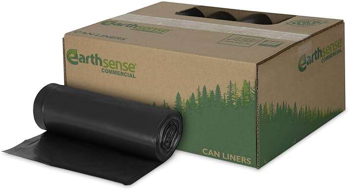 Earthsense Commercial RNW6050 Can Liner, 55-60 gal, 1.25 mil, 38" x 58", Black (Pack of 100) - Image 1