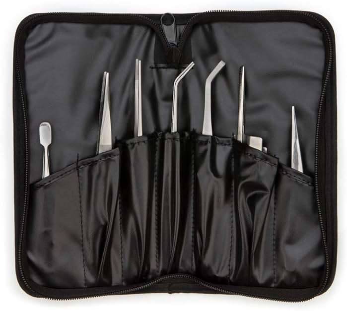 Steelman 7-Piece Tweezer Variety Tool Set for Electronic Repairs, Jewelry Making, and Model Building, Stainless Steel, Includes Sharp, Angled, Blunt, and Offset Tips, Storage Case Included - Image 2