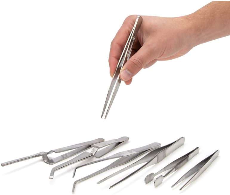Steelman 7-Piece Tweezer Variety Tool Set for Electronic Repairs, Jewelry Making, and Model Building, Stainless Steel, Includes Sharp, Angled, Blunt, and Offset Tips, Storage Case Included - Image 6
