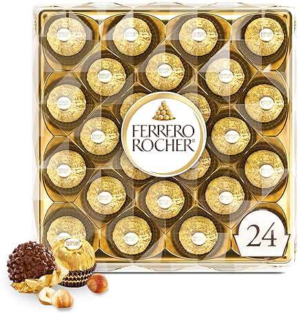 Ferrero Rocher, Premium Milk Chocolate Hazelnut, Individually Wrapped Chocolate Gift Box, 24 Count, 10.6 oz - Image 1