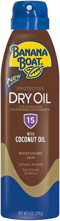 Banana Boat Protective Tanning Dry Oil Clear Spray Sunscreen SPF 15, 6oz, Pack of 3 - Image 1
