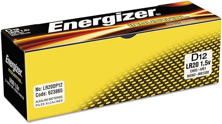 Energizer Industrial EN95 size D alkaline batteries: 24 count - Image 1