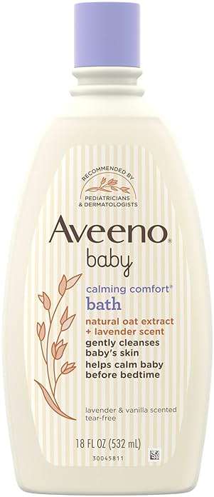 Aveeno Baby Nighttime Calming Comfort Bath, Baby Body Wash for Skin & Hair with Natural Oat Extract, Soothing Lavender & Vanilla Scent, Tear-Free Formula, No Added Parabens & Phthalates, 18 Fl Oz - Image 1