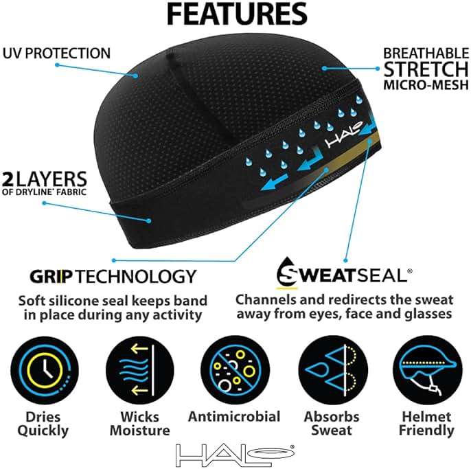 Halo Headband Skull Cap - The Ultimate Sweat Diverting, Absorbent, Lightweight, High Performance Skull Cap - Image 5