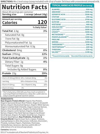 Garden of Life Organic Vegan Protein Powder, Plant Based & BCAAs, Organic Protein Powder with Probiotics & Enzymes, Non-GMO, Gluten-Free Lactose Free 1.2 LB - Image 6