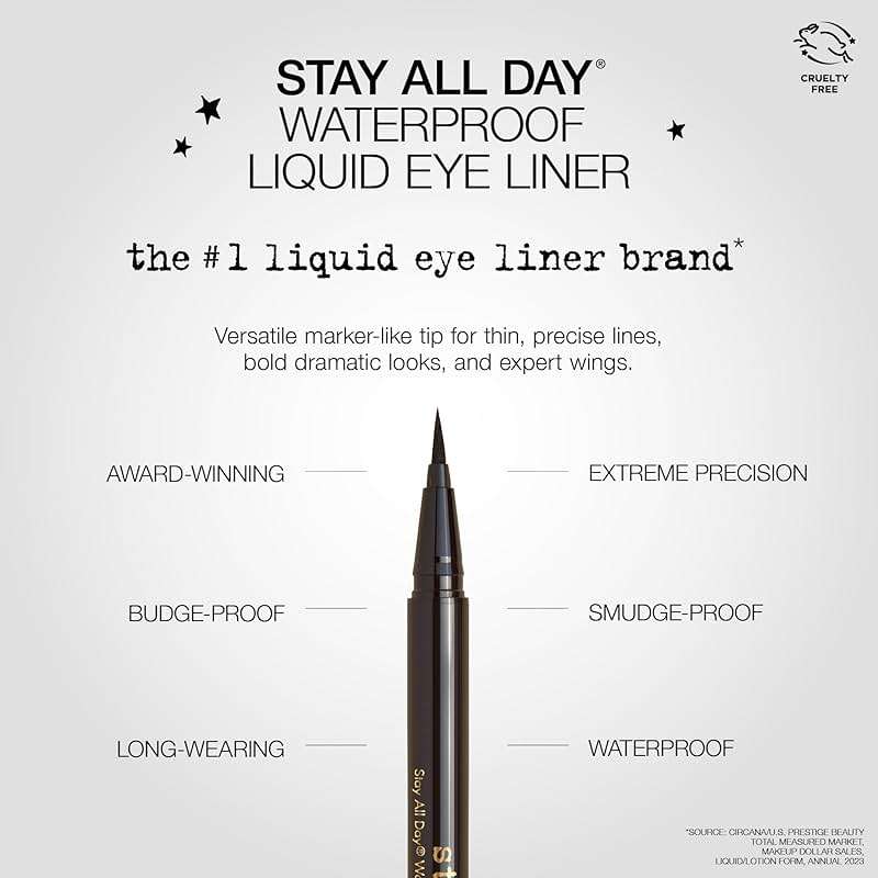 stila Waterproof Liquid Eye Liner, Stay All Day Makeup with Fine Brush Tip Lasting Satin Finish, Smudge-Proof & Transfer-Resistant - Image 3