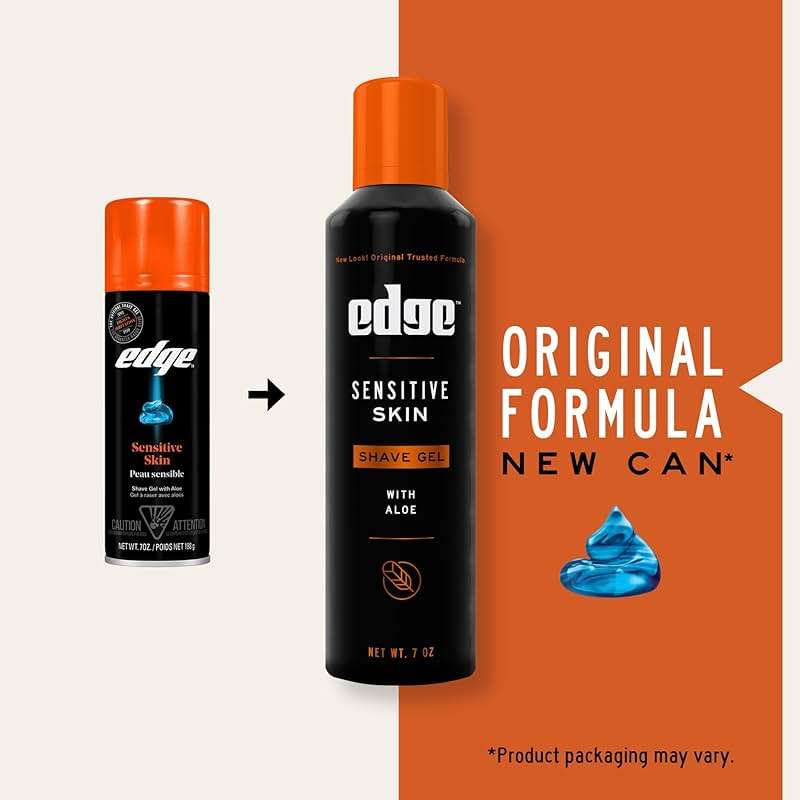 Edge Shaving Gel for Men, Sensitive Skin with Aloe, 6 Pack, Moisturizes, Protects, Soothes, Reduces Skin Irritation - Image 2