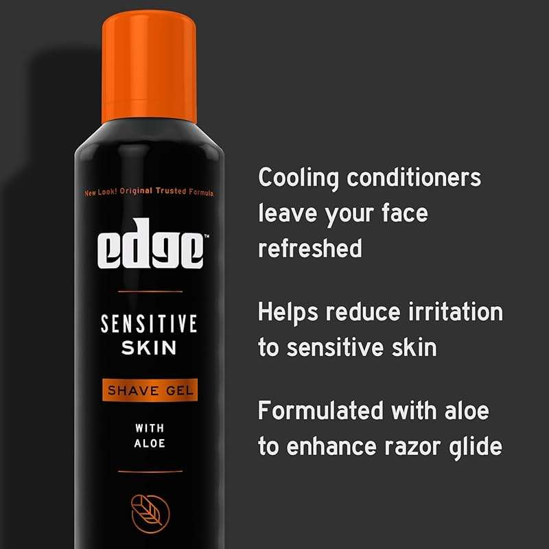 Edge Shaving Gel for Men, Sensitive Skin with Aloe, 6 Pack, Moisturizes, Protects, Soothes, Reduces Skin Irritation - Image 3