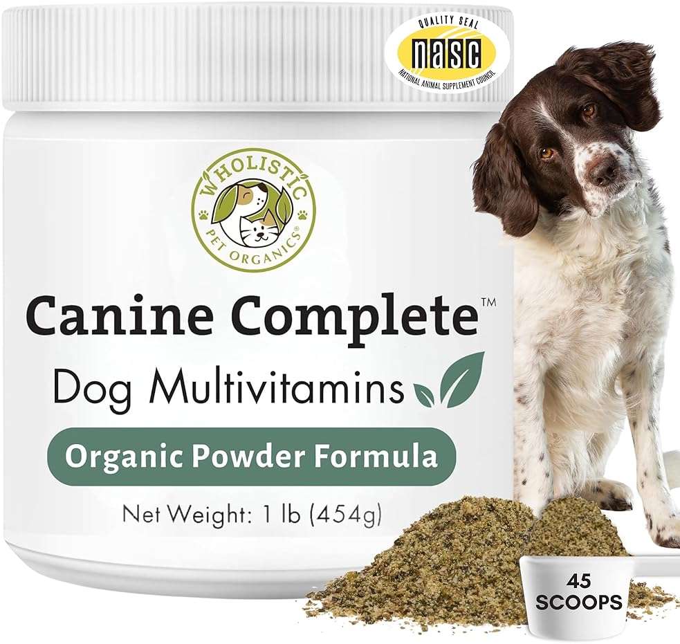 Wholistic Pet Organics Canine Complete - Dog Multivitamin Powder - 1 Lb - Daily Dog Vitamins and Supplements for Homemade Food - Immune System, Skin, Coat & Overall Health - All Breeds - 45 Scoops - Image 1