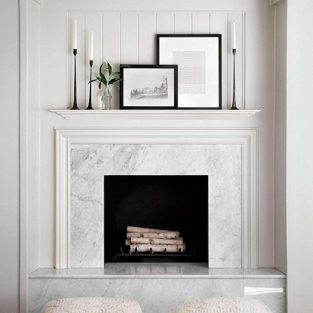 WELLAND White 60 Inch Fireplace Mantel Shelf Wall Mounted,Solid Pine Wood Finished Corona Crown Molding Floating Wall Photo Ledge Shelves - Image 2