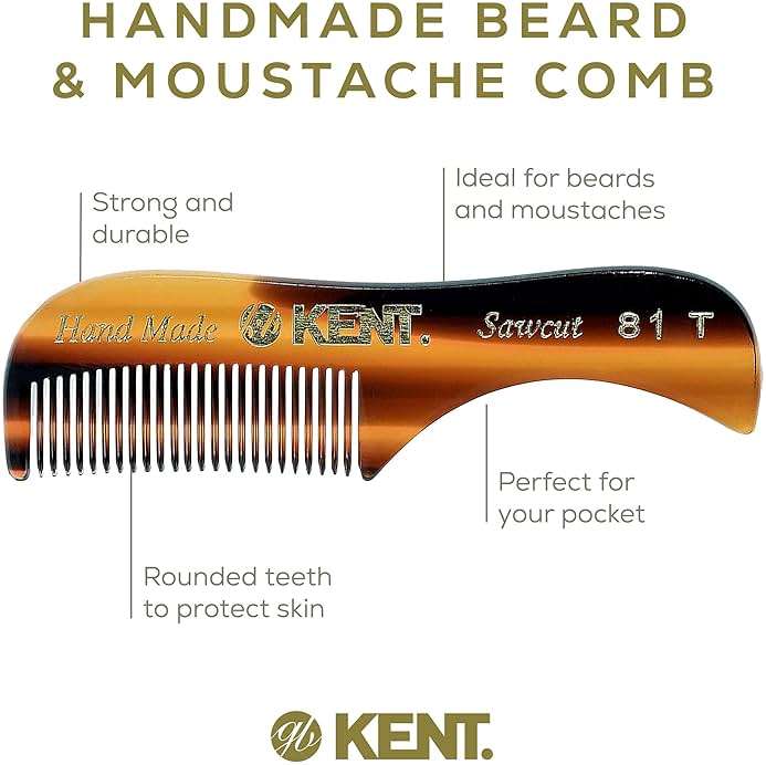 Kent A 81T X-Small Men's Beard Mustache Mini Pocket Comb, Fine Toothed Pocket for Facial Hair Grooming and Styling. Hand-Made of Quality Cellulose Acetate, Saw-cut Hand Polished. Made in England - Image 4