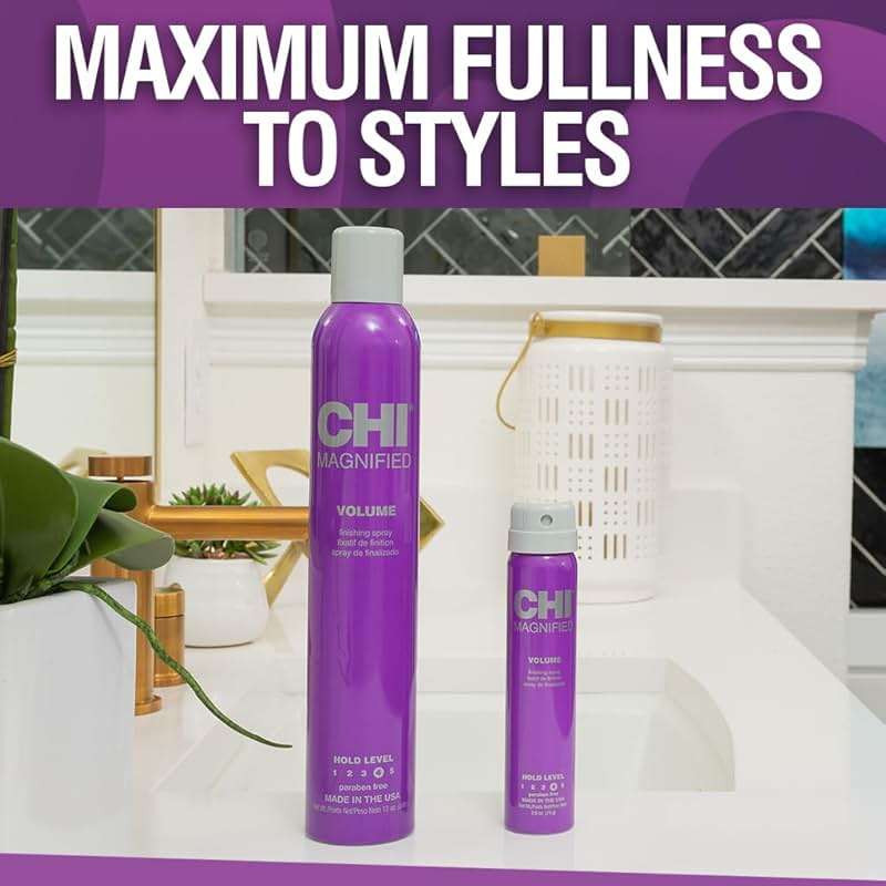 CHI Magnified Volume Finishing Hair Spray, Boosts Volume & Body For Maximum Fullness, Builds Resilience & Strength & Adds Shine, 12 Oz - Image 4