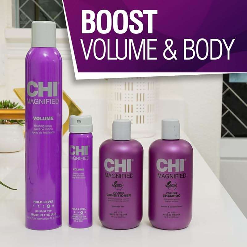 CHI Magnified Volume Finishing Hair Spray, Boosts Volume & Body For Maximum Fullness, Builds Resilience & Strength & Adds Shine, 12 Oz - Image 5