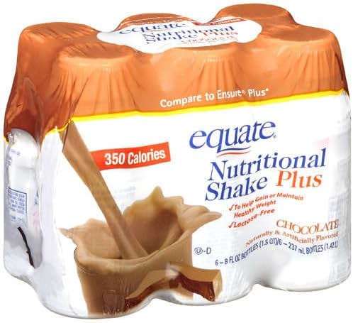 Equate Chocolate Nutritional Shake Plus, 350 Calories, 6 Shakes, 1.5-quart Box (Pack of 2) - Image 1