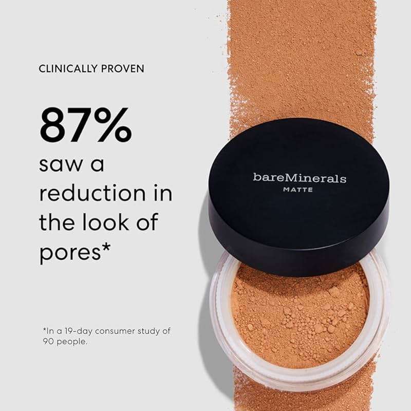 bareMinerals Original Matte Loose Powder Foundation SPF 15, Clean Mineral Powder Face Makeup, Sheer-to-Full Coverage, Reduces Shine, Dermatologist-Tested, Skin-improving Makeup For Sensitive Skin - Image 7