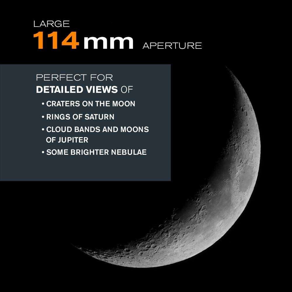 Celestron - 114LCM Computerized Newtonian Telescope - Telescopes for Beginners - 2 Eyepieces - Full-Height Tripod - Motorized Altazimuth Mount - Large 114mm Newtonian Reflector - Image 3