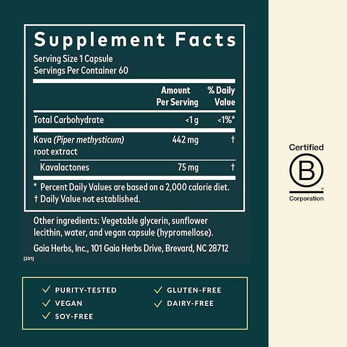 Gaia Herbs Kava Root - Helps Sustain a Sense of Calm & Relaxation During Times of Stress*- Made with Noble Kava Cultivars - 60 Vegan Liquid Phyto-Caps (60 Servings) - Image 3