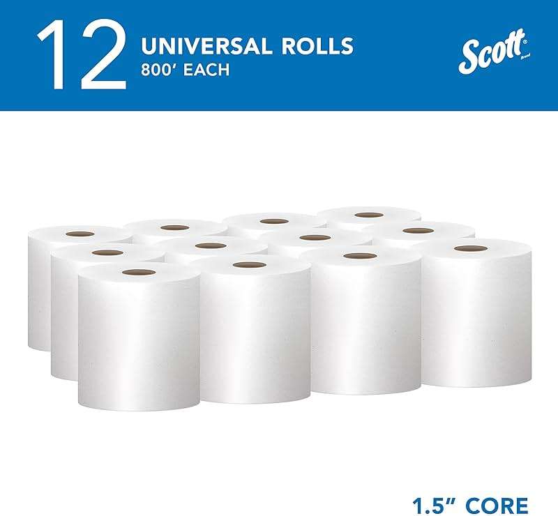 Scott Professional Essential Universal Hard Roll Paper Towels, Bulk (01040), Hardwound 1.5' Core, Absorbency Pockets, White (12 Rolls at 800' Each, 9,600'/Case) - Image 2