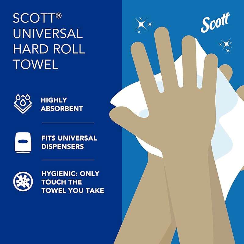 Scott Professional Essential Universal Hard Roll Paper Towels, Bulk (01040), Hardwound 1.5' Core, Absorbency Pockets, White (12 Rolls at 800' Each, 9,600'/Case) - Image 5