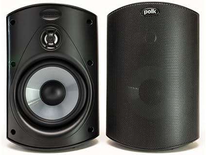 Polk Audio Atrium 4 Weatherproof Outdoor Speakers with Powerful Bass (Pair, Black), All-Weather Durability, Broad Sound Coverage, Speed-Lock Mounting System - Image 1
